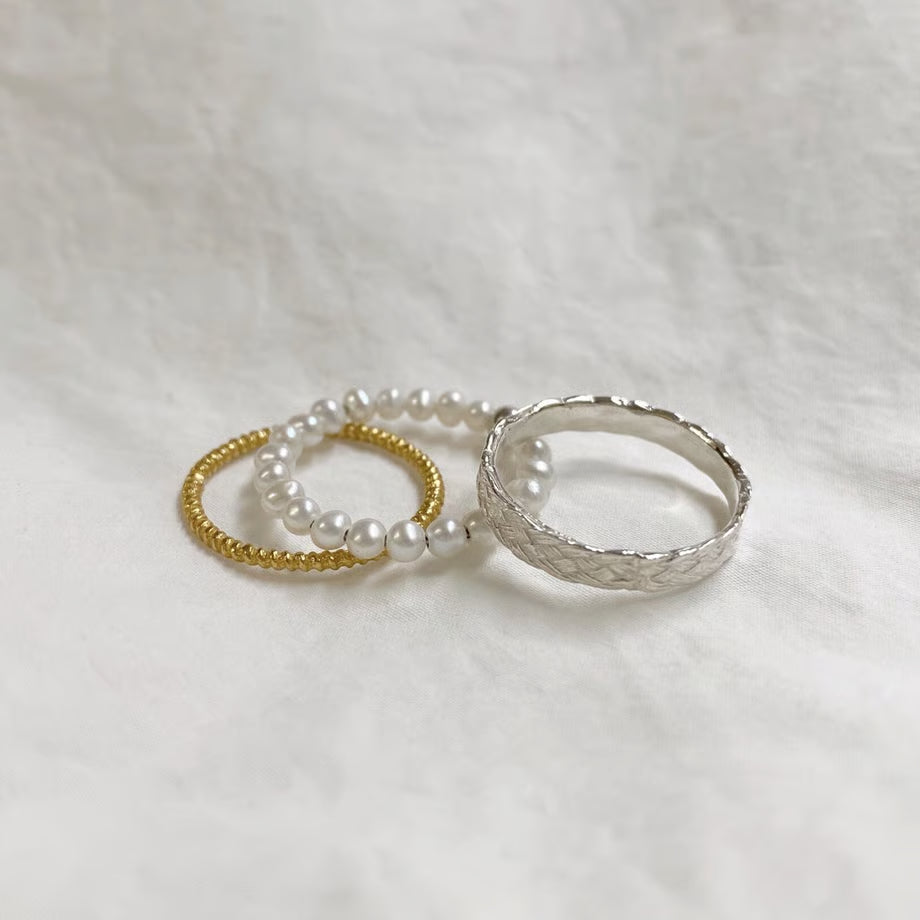 lace fissure /pearl ring /set (S) (silver)---307