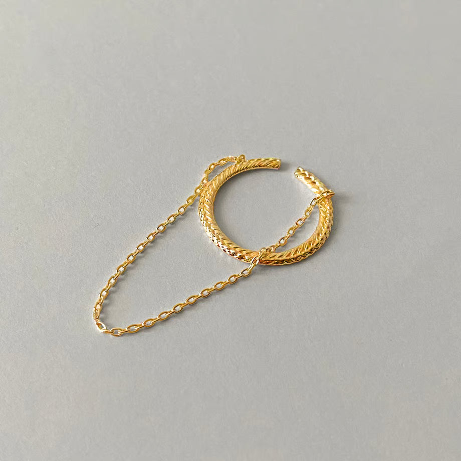 lace hoop ear cuff / chain(gold)---323