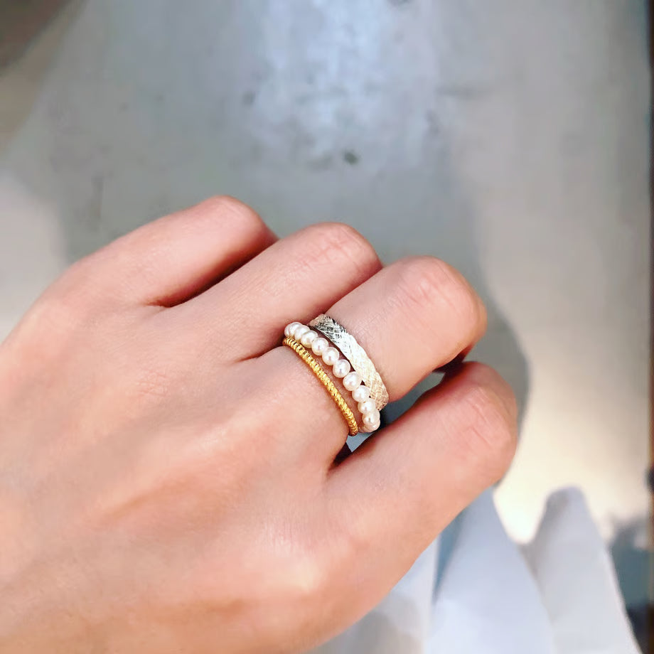 lace fissure /pearl ring /set (S) (silver)---307