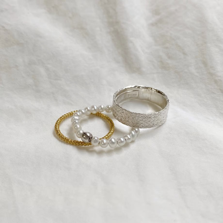 lace fissure /pearl ring /set (M) (silver)---306