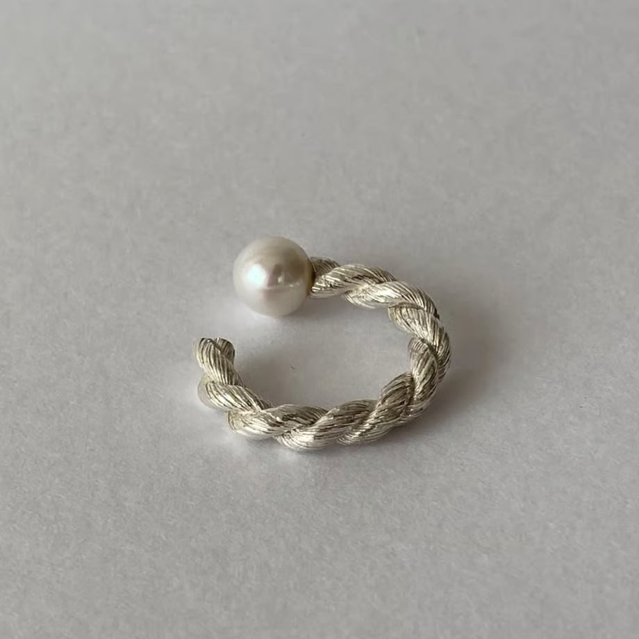 lace braid ring(silver)---244