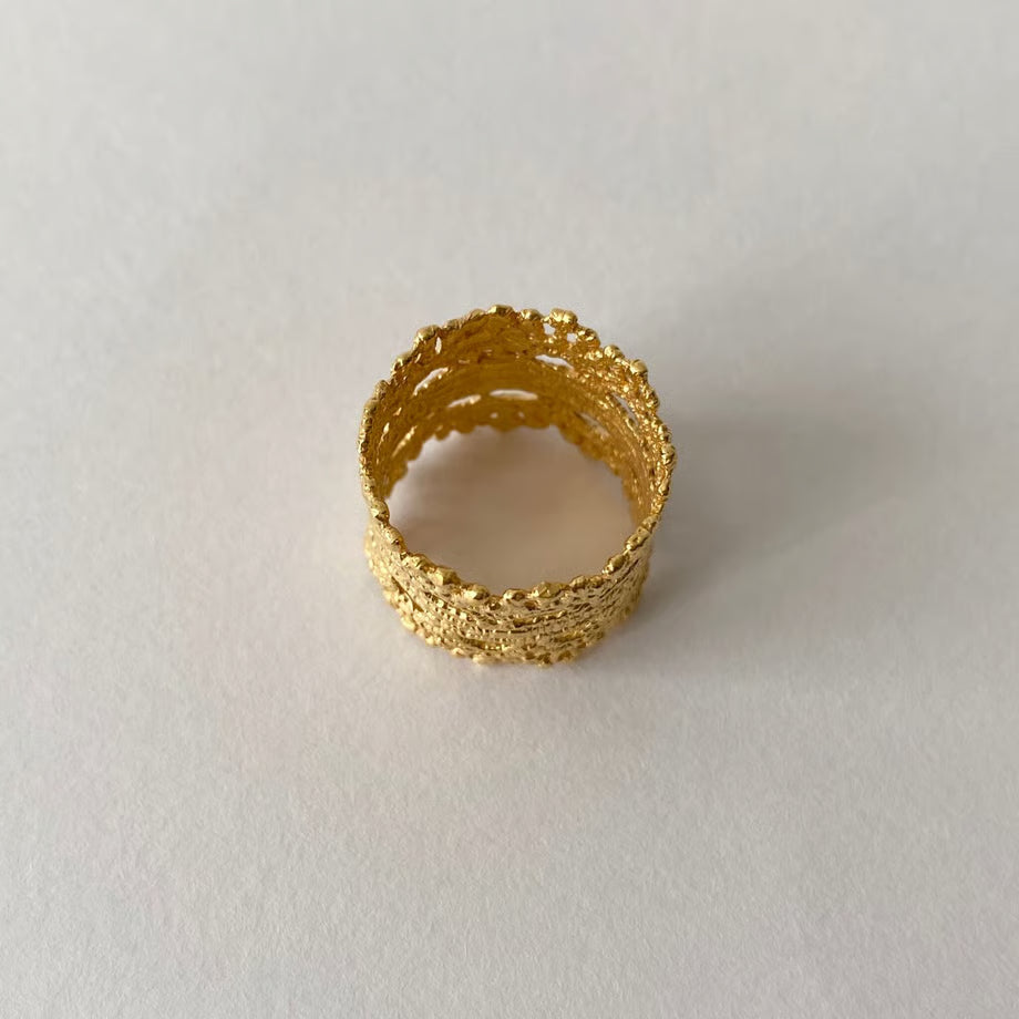 lace double crown ring (gold)---105