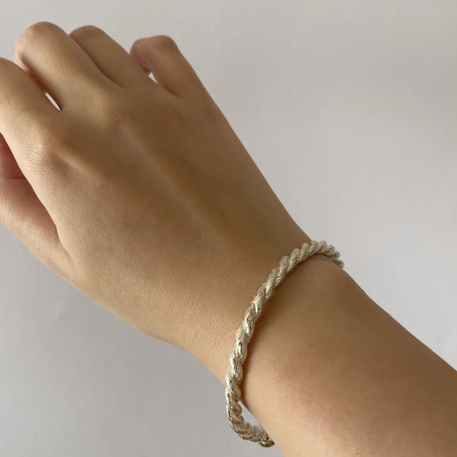 chunky braid bangle(silver)---247