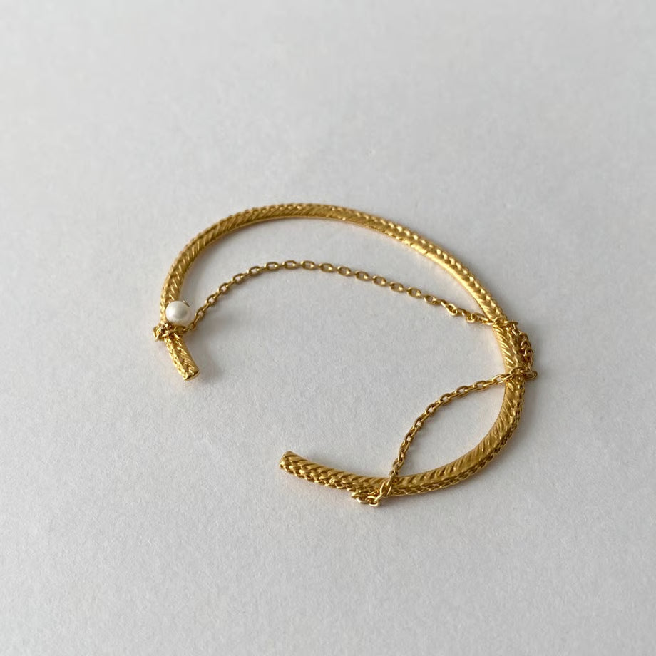 lace braid +chain bangle (gold)---318