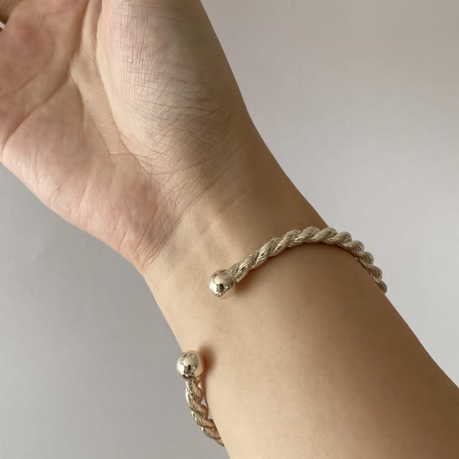 chunky braid bangle(silver)---247