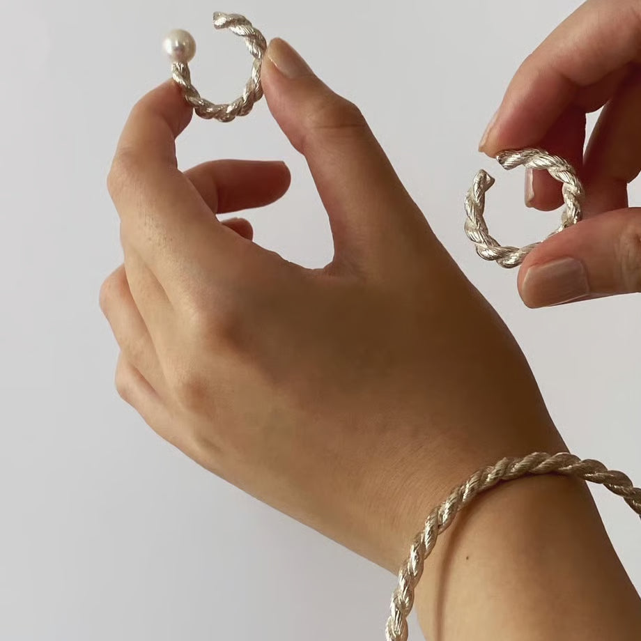 lace braid ring(silver)---243