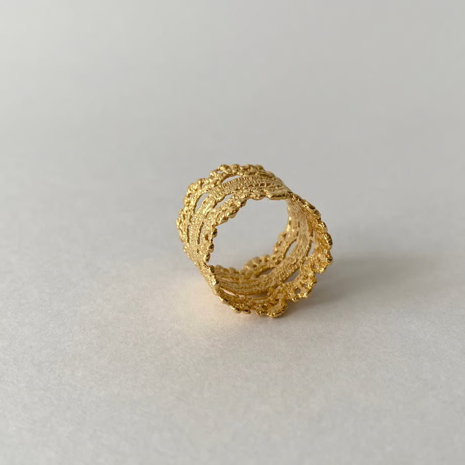 lace double crown ring (gold)---105
