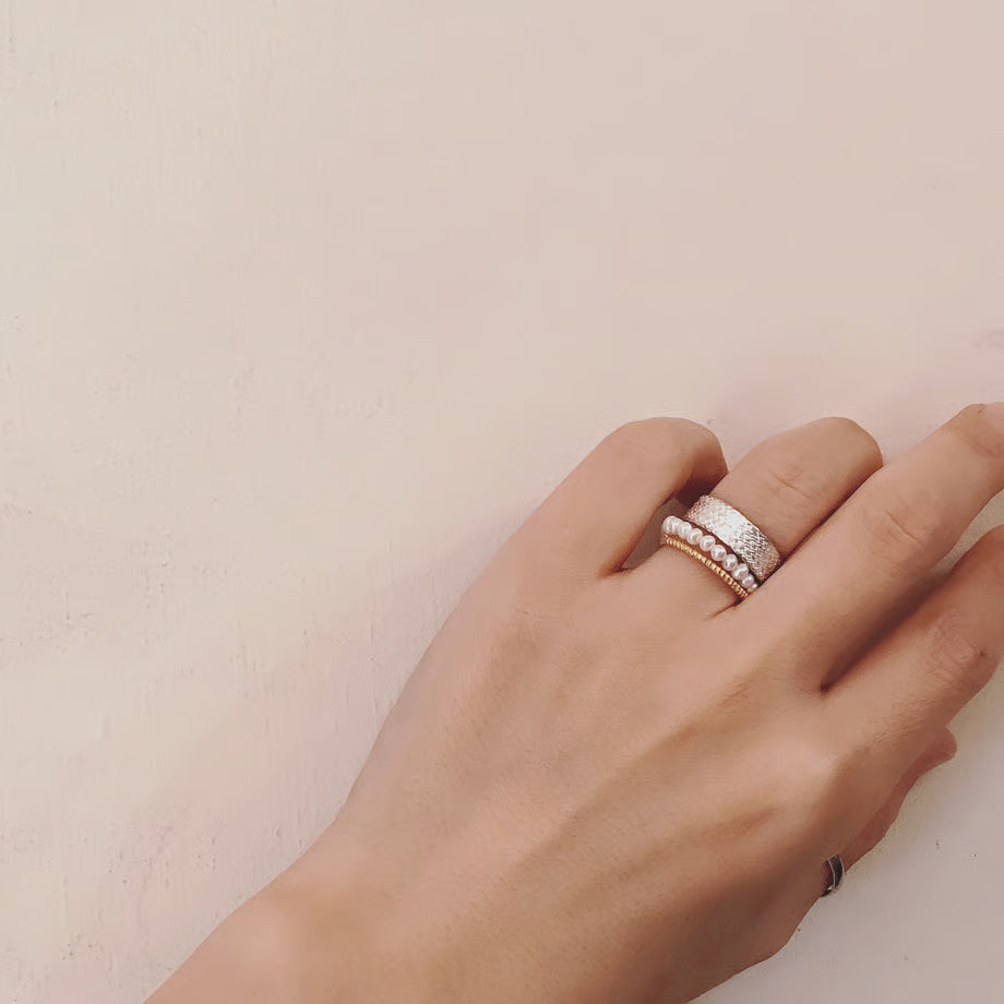 lace fissure /pearl ring /set (M) (silver)---306