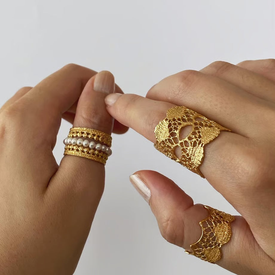 lace ring(gold)---364