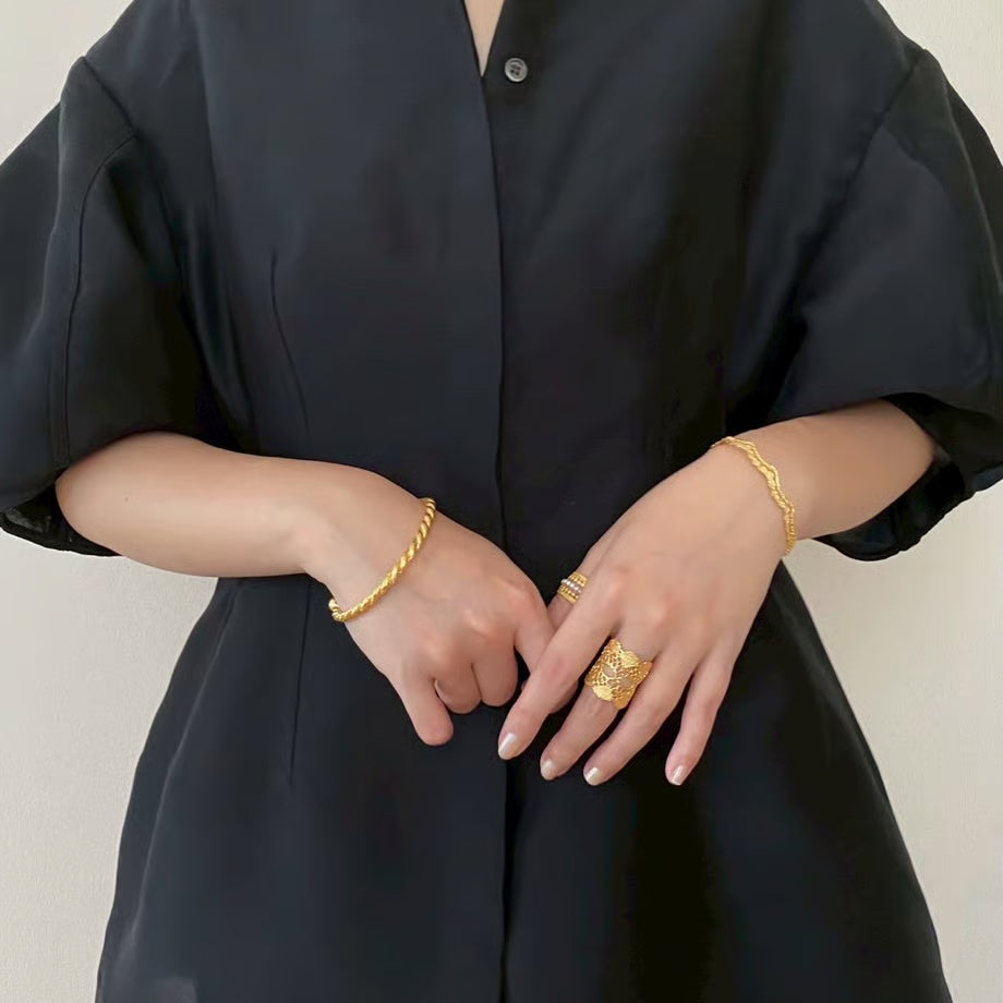 chunky braid bangle(gold)---247