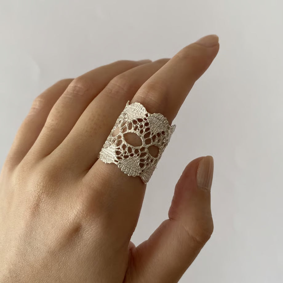lace ring(silver)---364
