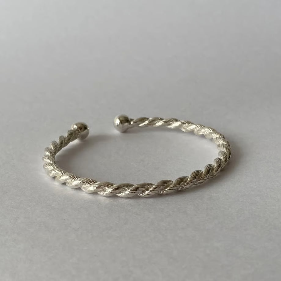 chunky braid bangle(silver)---247