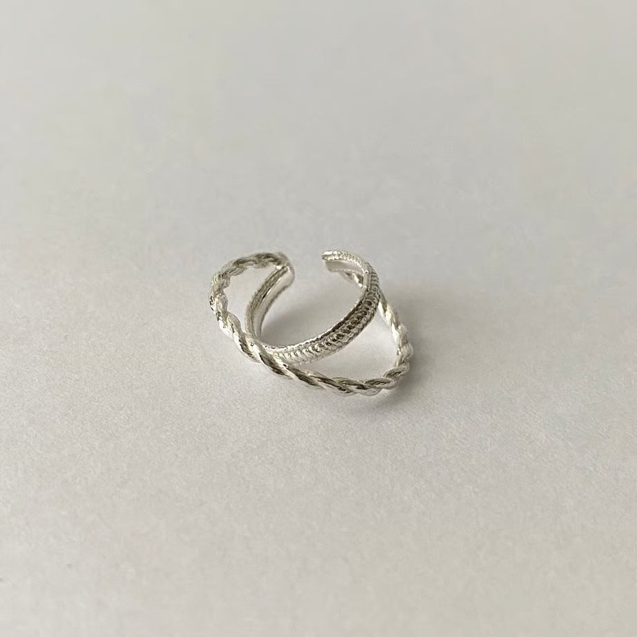 rope ear cuff / double twist(silver)---311