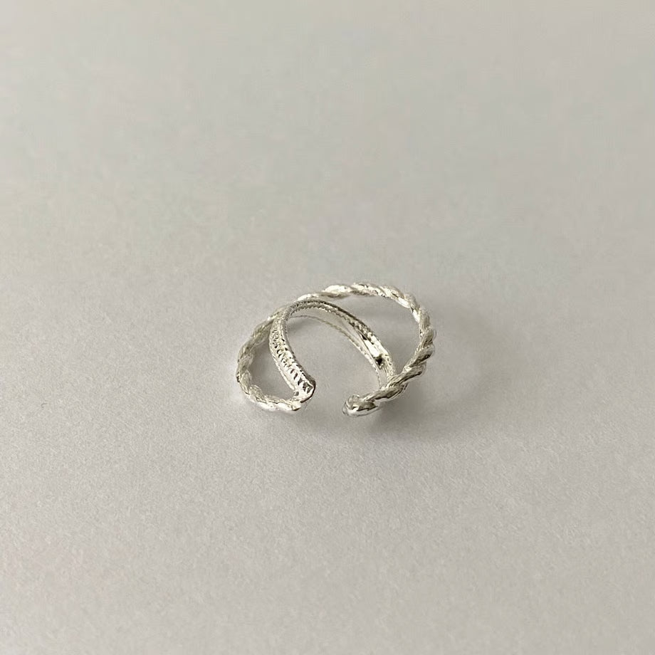 rope ear cuff / double twist(silver)---311