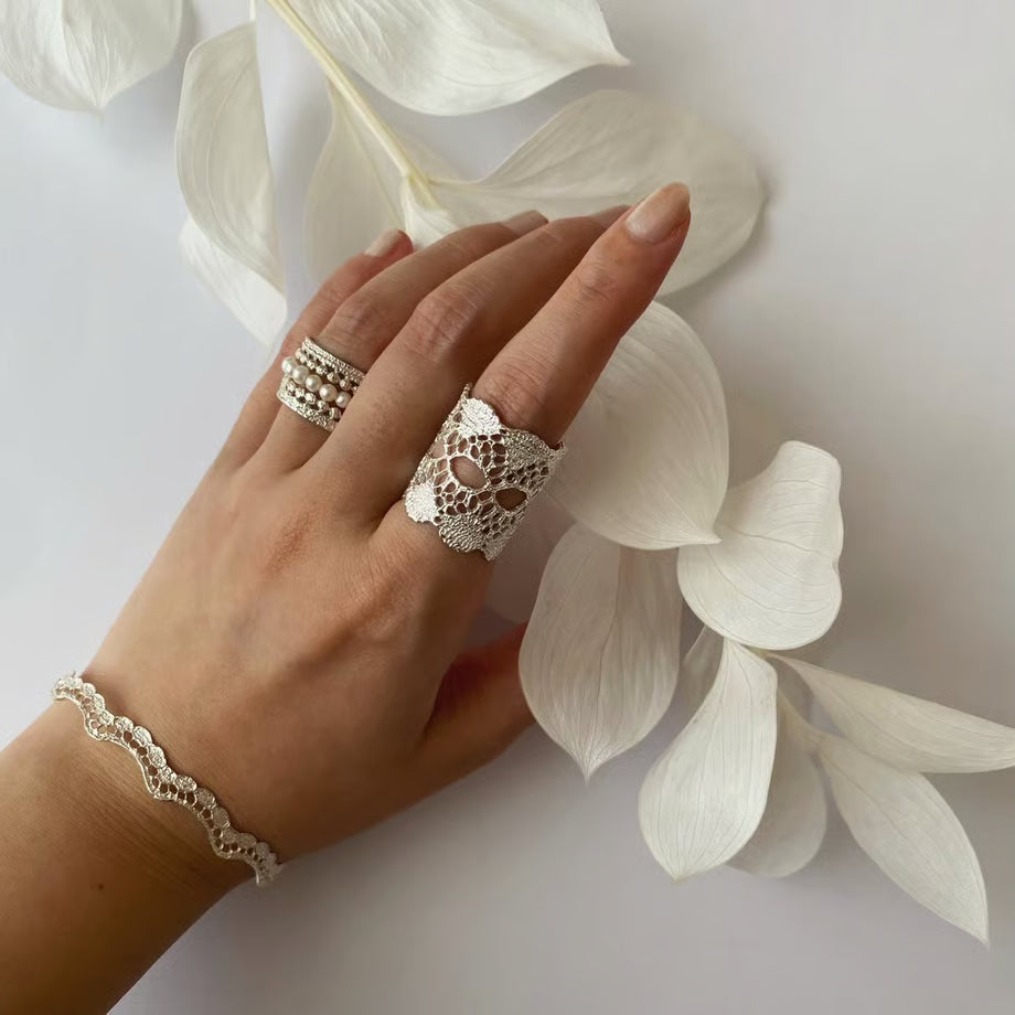 lace ring(silver)---364