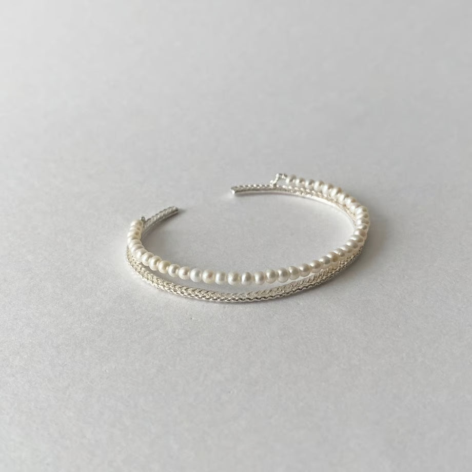 lace braid +pearl bangle(silver)---319