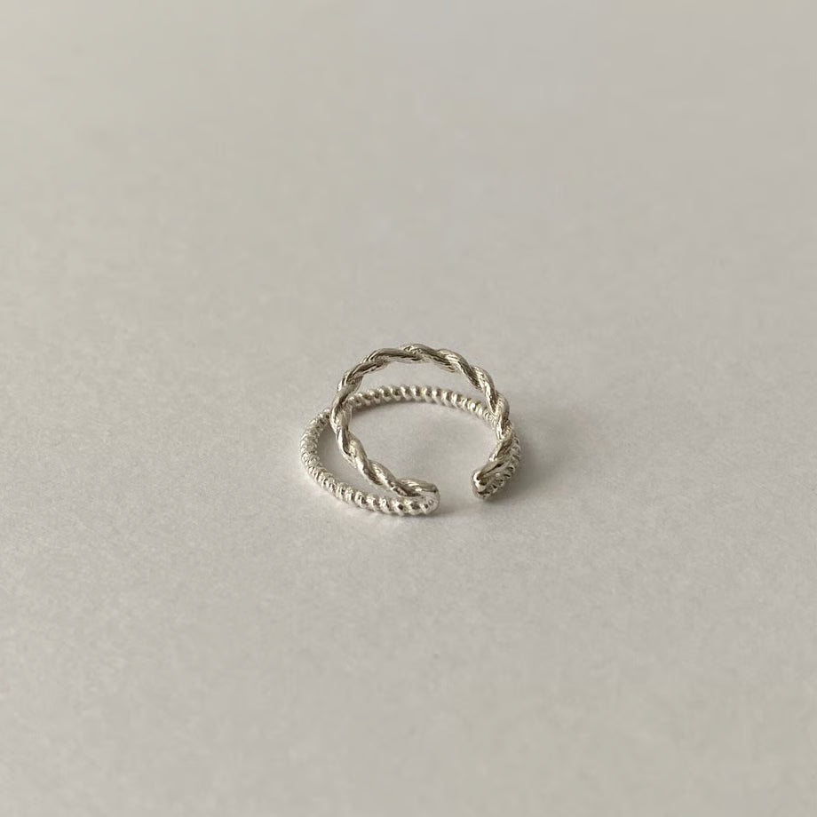 rope ear cuff / double (silver)---313