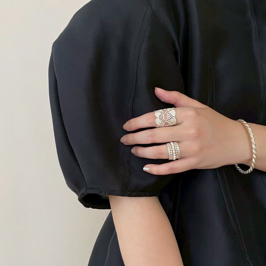 lace ring(silver)---364