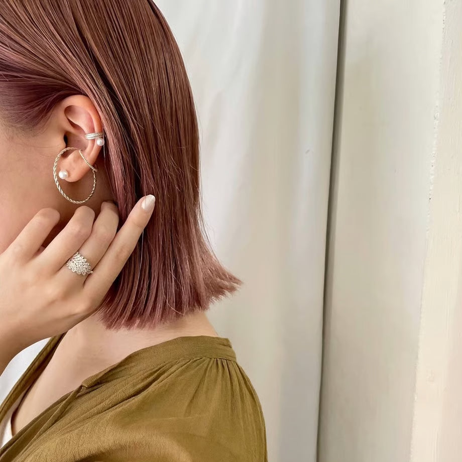 lace stitch ear cuff (silver)---321