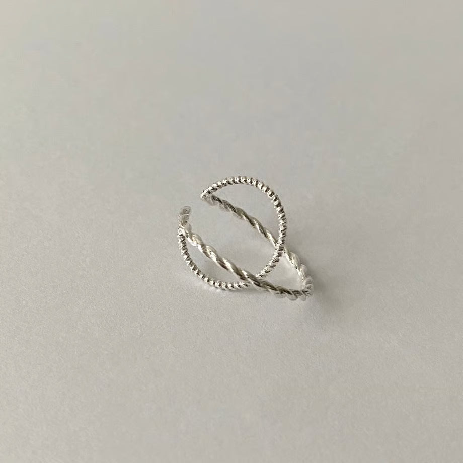 rope ear cuff/double twist (silver)---322