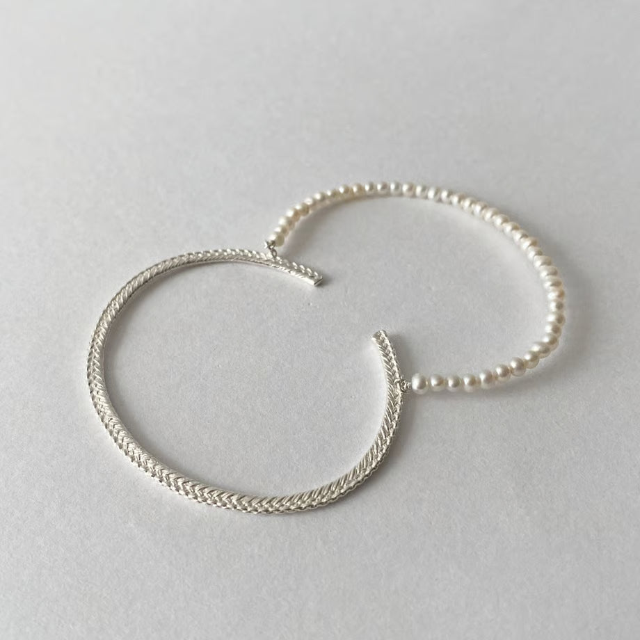 lace braid +pearl bangle(silver)---319