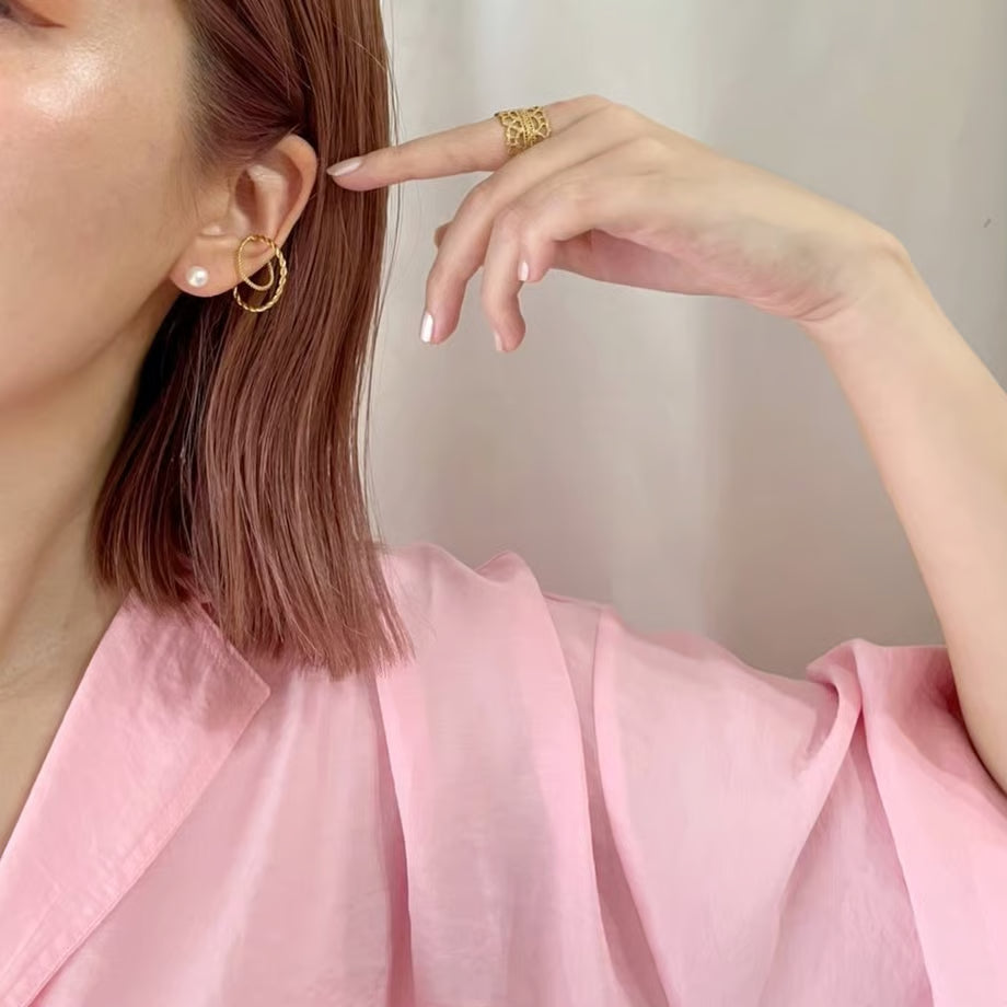 rope ear cuff /double twist(gold)---322