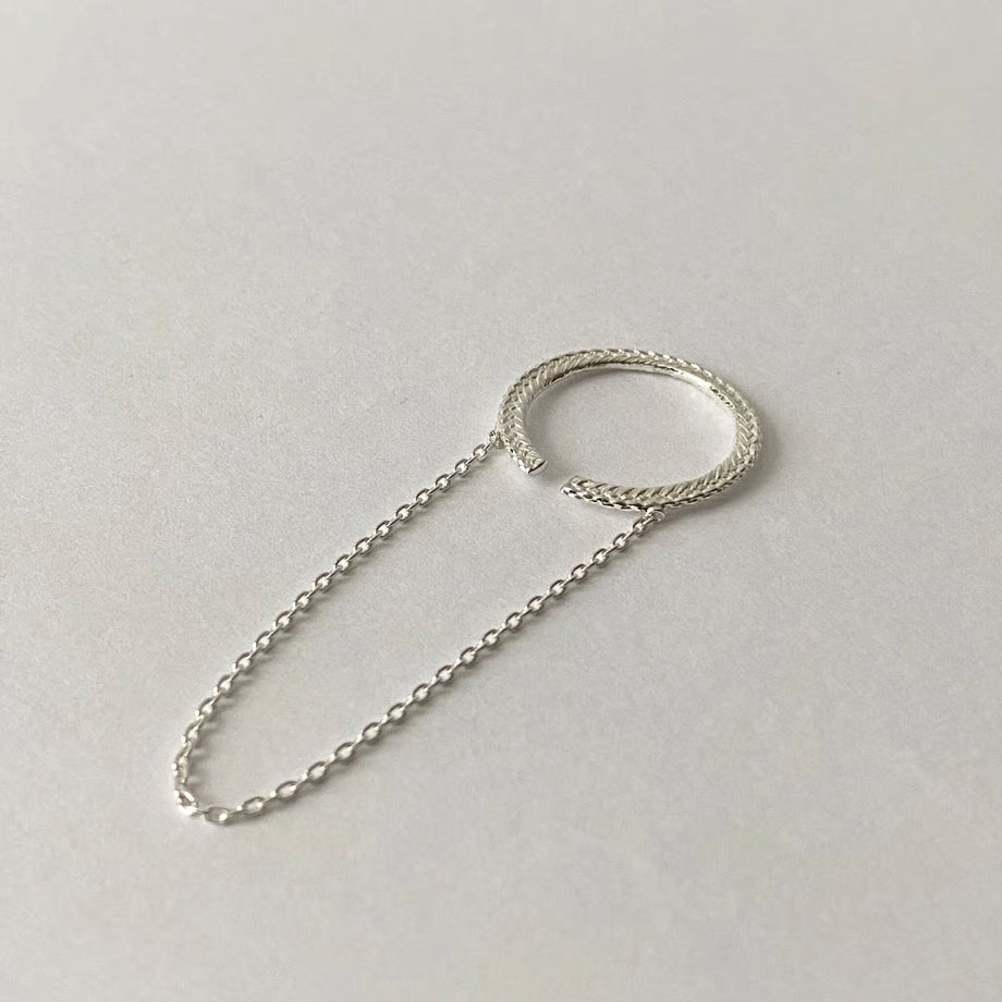 lace hoop ear cuff / chain(silver)---323