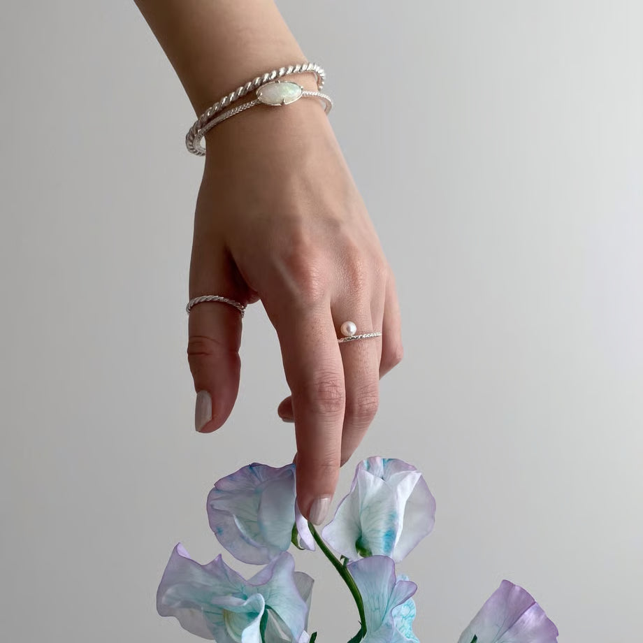 lace rope bangle (silver)---189