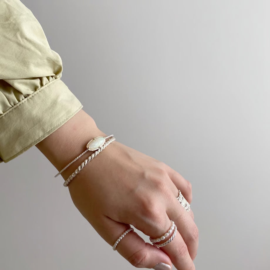 lace rope bangle (silver)---189