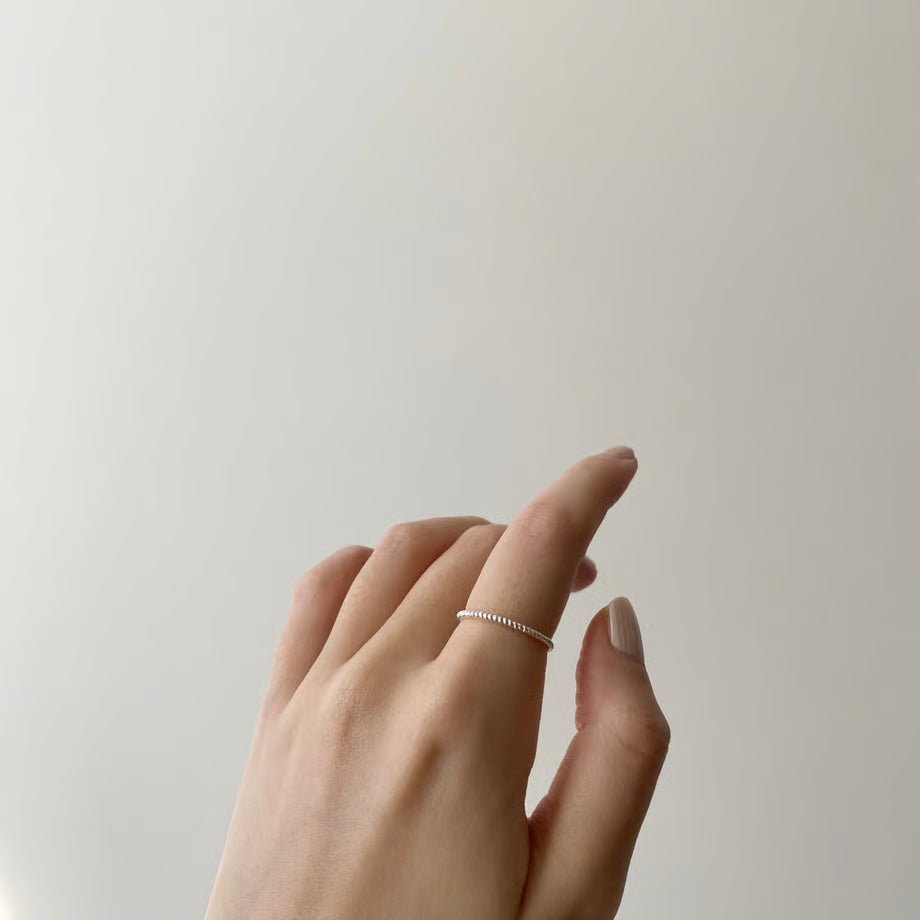 lace rope ring (dot) (silver)---240