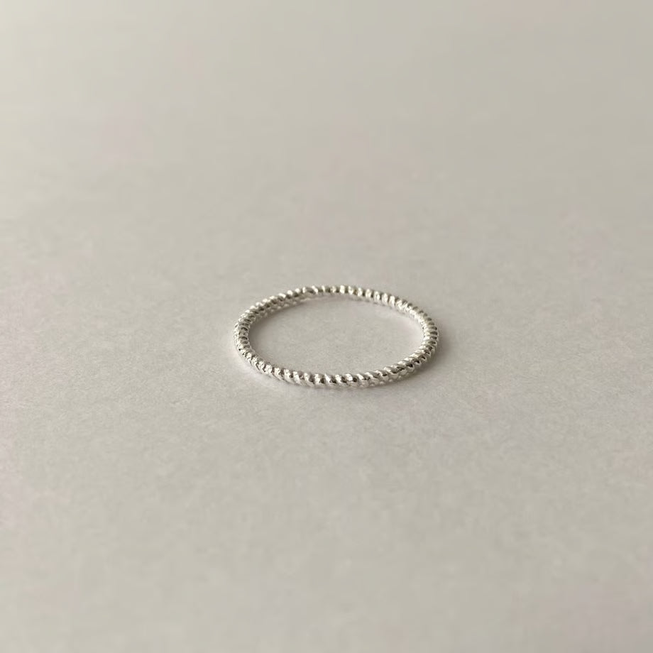 lace rope ring (dot) (silver)---240