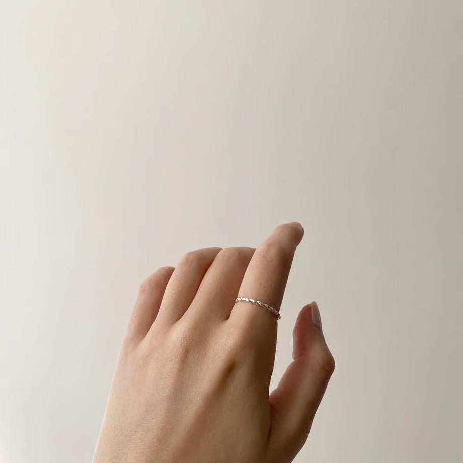 lace rope ring (S) (silver)---241