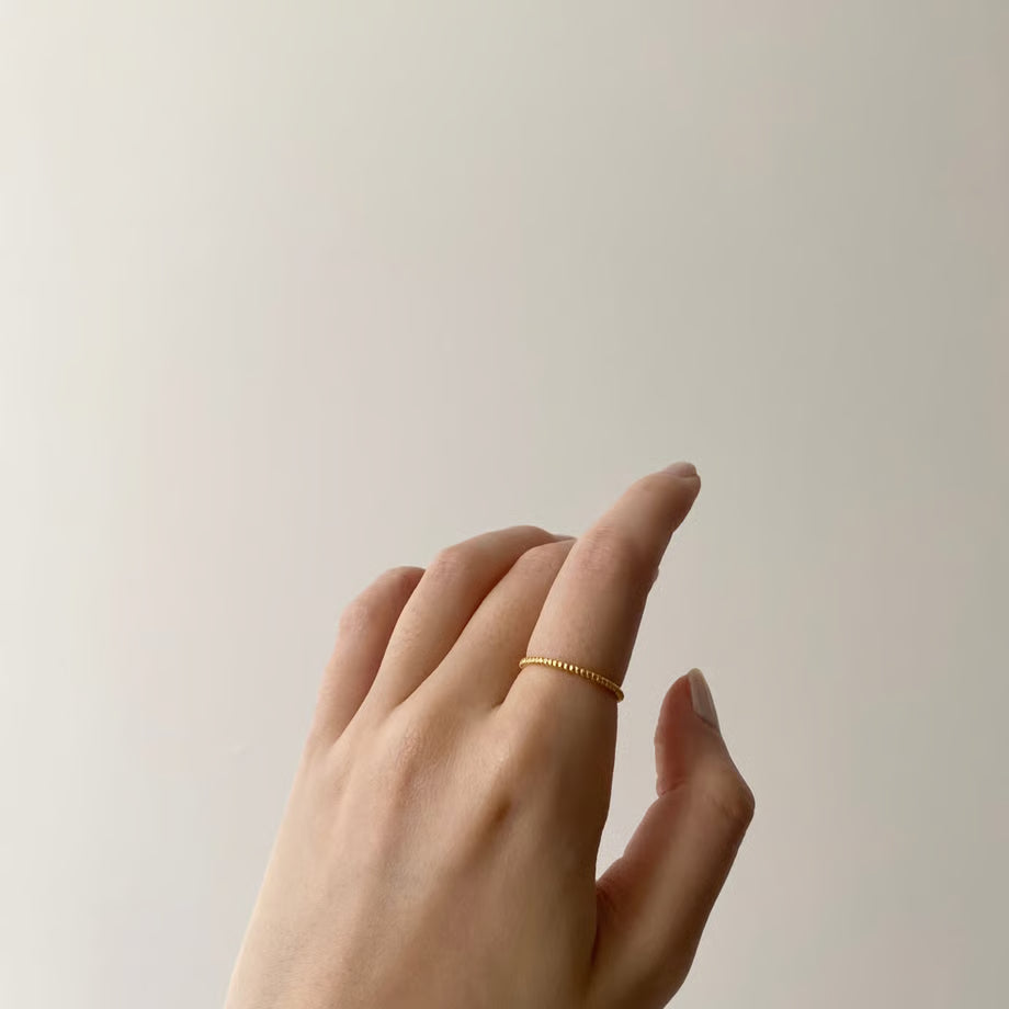 lace rope ring (dot) (gold)---240