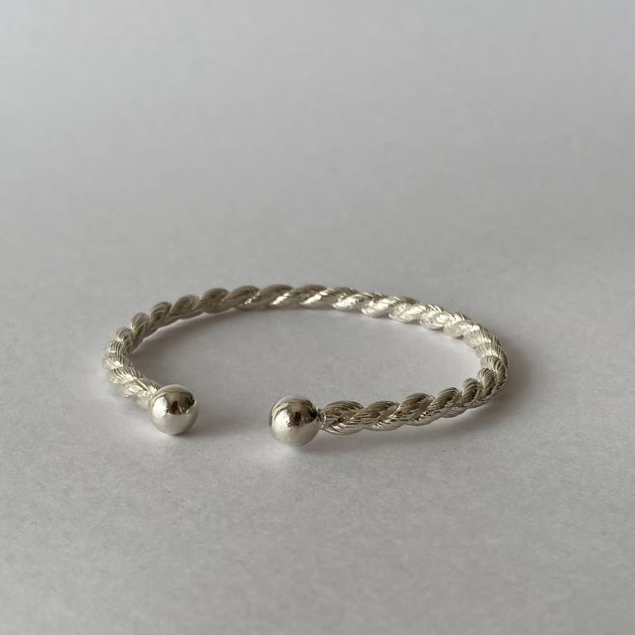 chunky braid bangle(silver)---247