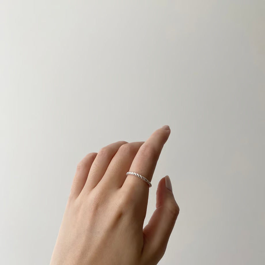 lace rope ring (M) (silver)---242